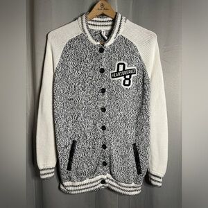 Bethany Mota Womens S cardigan sweater black white heather  "Heart Breaker"‎